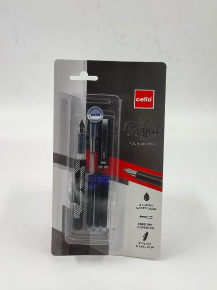CELLO ROYAL FOUNTAIN PEN ( 1 SET CONTAINING 1N FOUNTAIN PEN +3N CARTIRDGES + 1N INK CONVERTER )